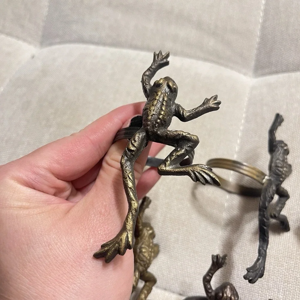 Vintage Metal Kanchan For Mango Lot Of 6 Metal Tree Frog Napkin Rings